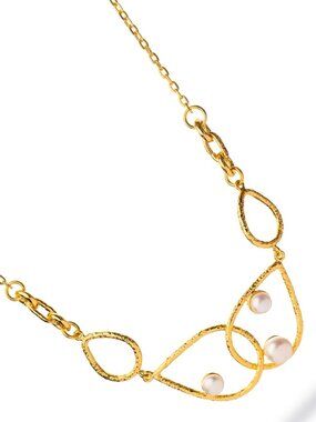 EBRU Jewelry Divine Light Pearl Gold Statement Necklace - 18k gold plated